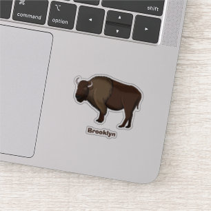 Happy American bison buffalo illustration Sticker