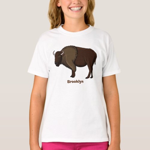 Happy American bison buffalo illustration T_Shirt