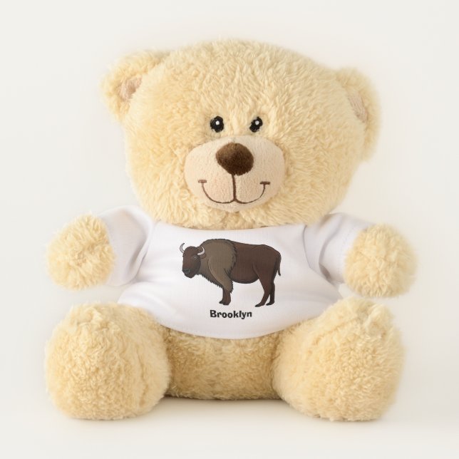 Happy American bison buffalo illustration  Teddy Bear (Front)