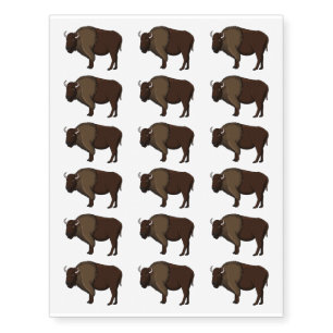Happy American bison buffalo illustration Temporary Tattoos