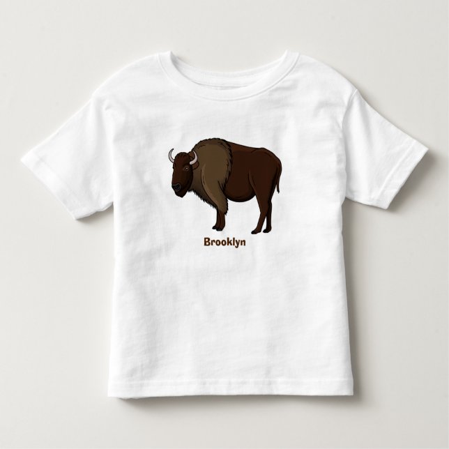 Happy American bison buffalo illustration Toddler T-shirt (Front)