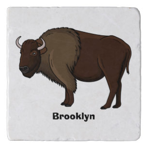 Happy American bison buffalo illustration Trivet