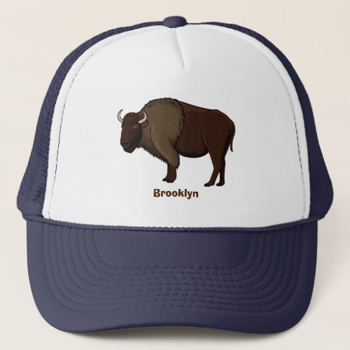 Happy American bison buffalo illustration Trucker Hat