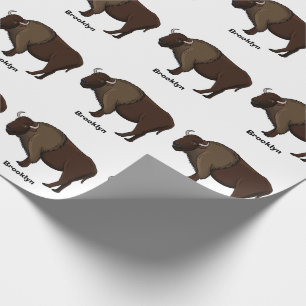 Happy American bison buffalo illustration Wrapping Paper