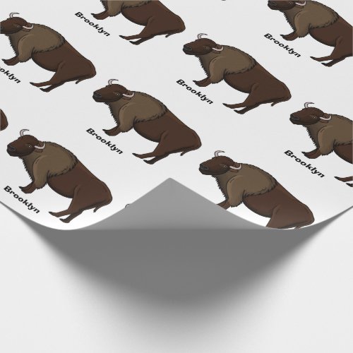 Happy American bison buffalo illustration  Wrapping Paper