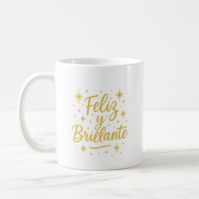 Happy and Brilliant ✨ | Christmas Design Festival Coffee Mug (Left)