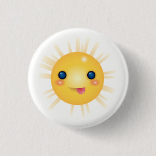 Happy and Cartoon Sun Face Button