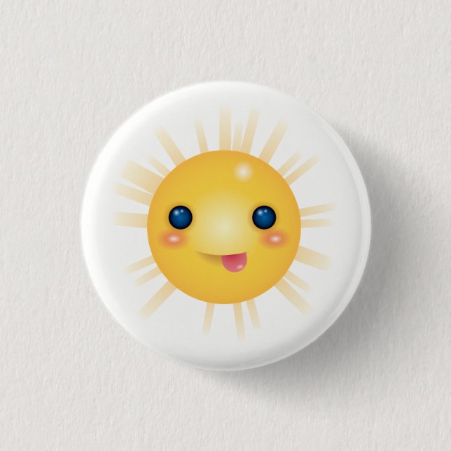 Happy and Cartoon Sun Face Button (Front)