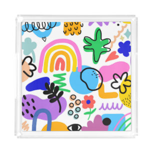 Happy and colorful abstract designs acrylic tray