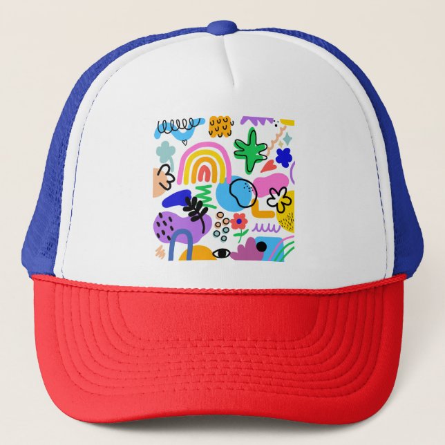 Happy and colorful abstract designs trucker hat (Front)
