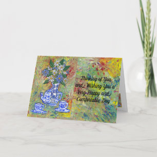 happy and comfortable day, blank inside letterpress thank you card