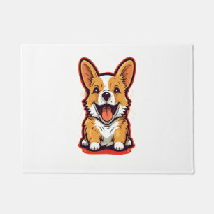 Happy and Cute Corgi - Adorable Design for Dog Lov Doormat