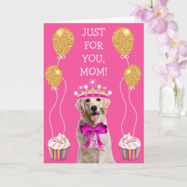 Happy And Cute Yellow Lab Mother's Day Card (Orchid)