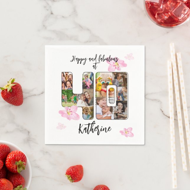 Happy and Fabulous 40th Birthday Multi Photo Napkins (Insitu)