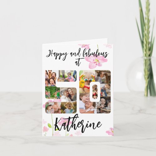 Happy and Fabulous 50th Birthday Multi Photo Card