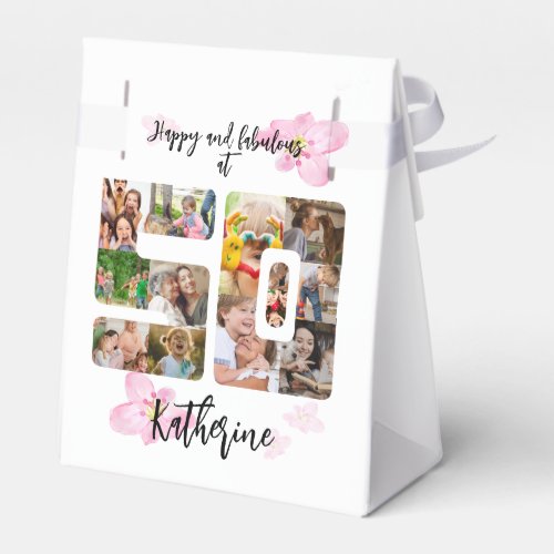 Happy and Fabulous 50th Birthday Multi Photo  Favor Boxes