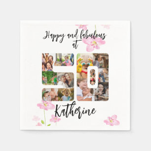 Happy and Fabulous 50th Birthday Multi Photo Napkins