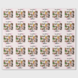 Happy and Fabulous 50th Birthday Multi Photo Wrapping Paper