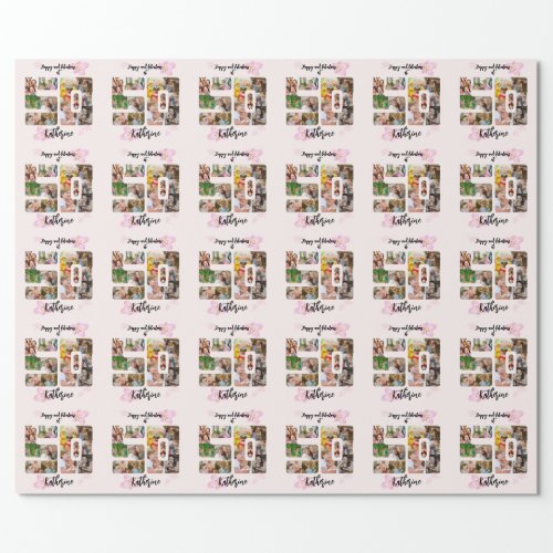 Happy and Fabulous 50th Birthday Multi Photo Wrapping Paper