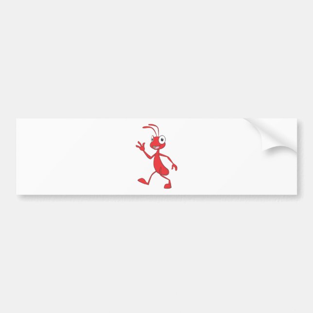 Happy and Friendly Ant Walking Bumper Sticker (Front)