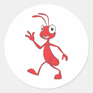 Happy and Friendly Ant Walking Classic Round Sticker
