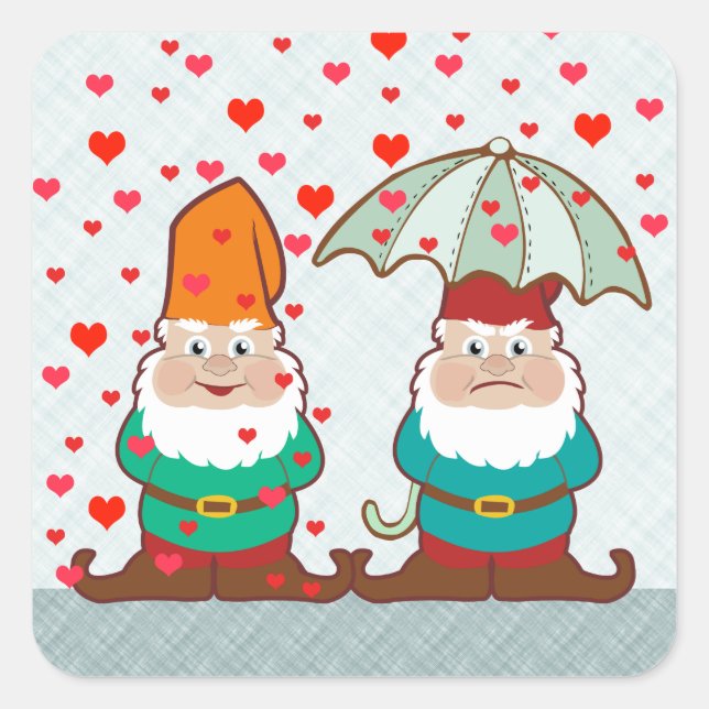 Happy and Grumpy Gnomes Square Sticker (Front)