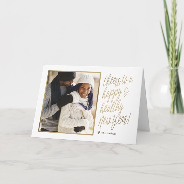 Happy and Healthy New Year Folded Photo Card (Front)