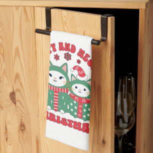 Happy and Meowy Christmas Cats Kitchen Towel