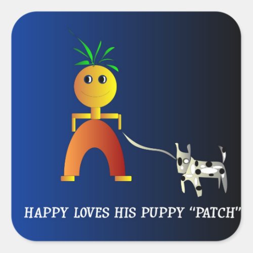 Happy and Patch  Childrens Sticker Square Sticker