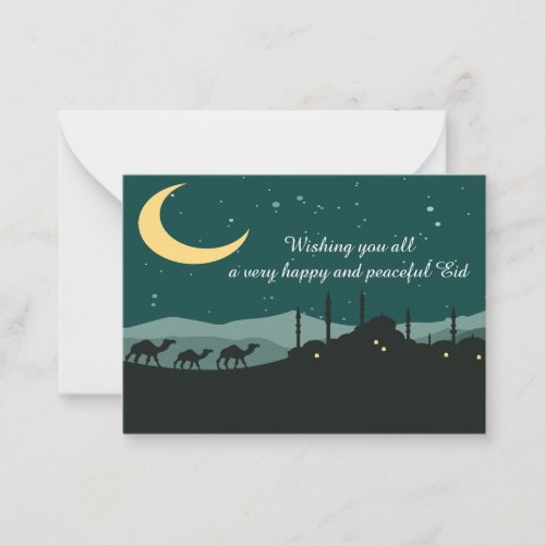 Happy And Peaceful Eid Note Card