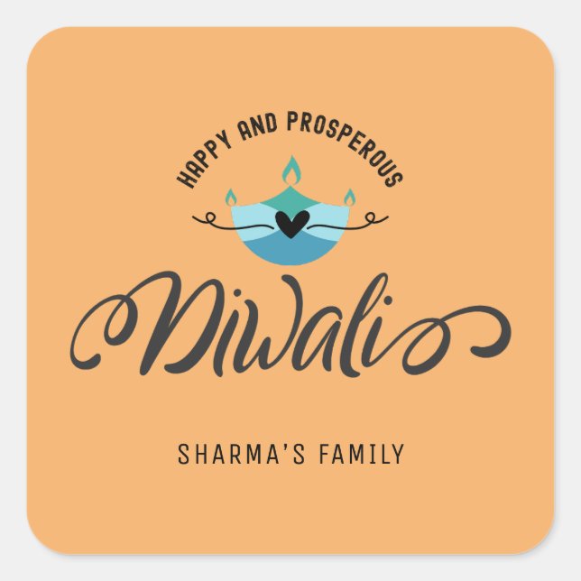 Happy and prosperous Diwali customisable  Square Sticker (Front)