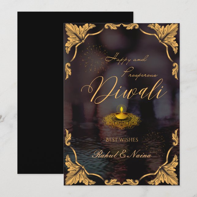 Happy and prosperous Diwali Elegant customisable  Holiday Card (Front/Back)