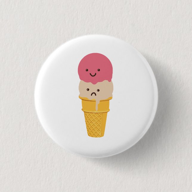 Happy and Sad Ice Cream Cone Button (Front)