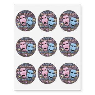 Happy and sad masks cartoon temporary tattoos