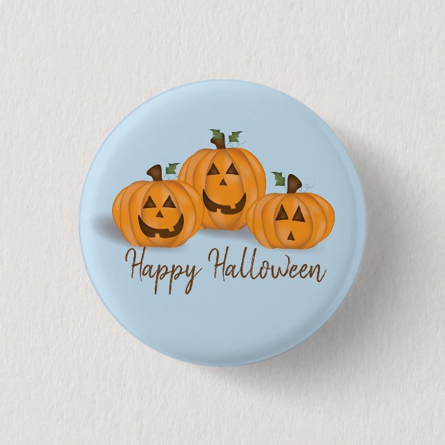 Happy and Smiling Jack O Lanterns  Button (Front)