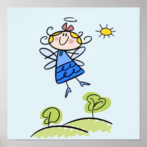 Happy Angel Fairy Jumping and Dancing Outside Poster