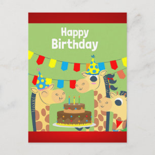 Happy Animal Celebration Giraffe's Postcard