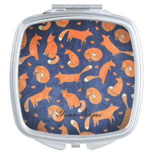 Happy animal fox pattern compact mirror