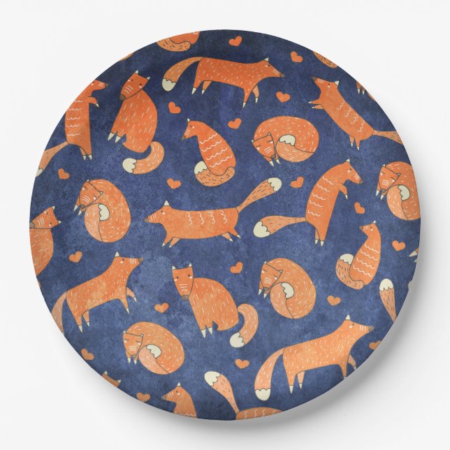 Happy animal fox pattern paper plates (Front)