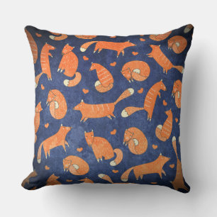 Happy animal fox pattern throw pillow
