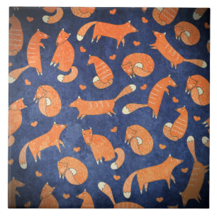 Happy animal fox pattern tile