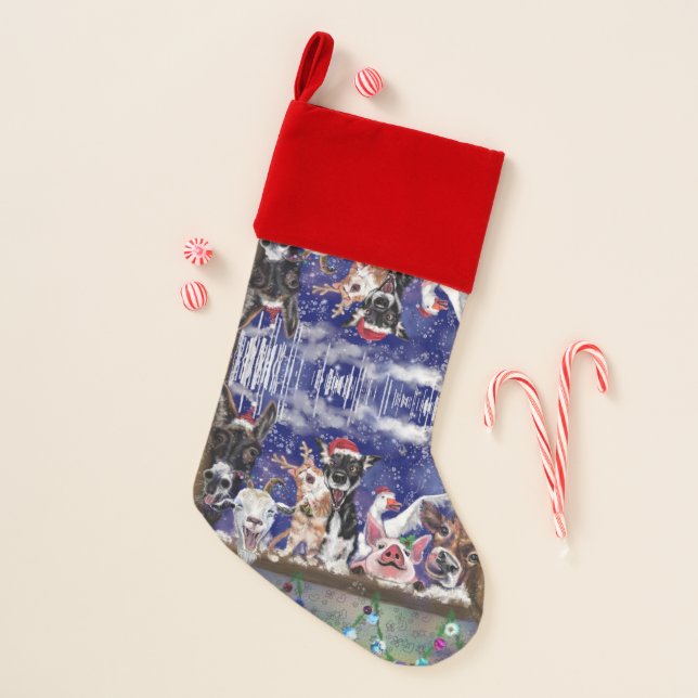 Happy Animal Party Christmas Stocking (Front)