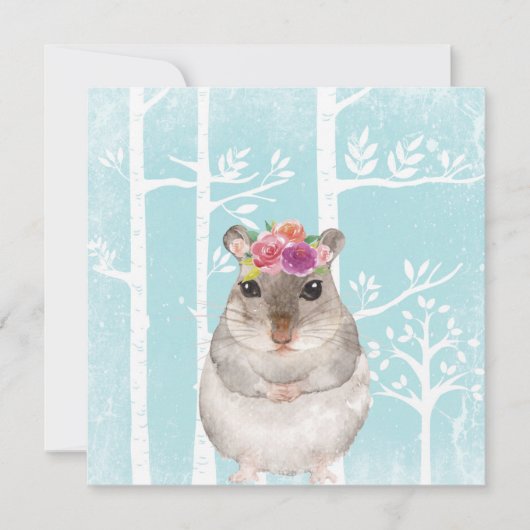 Happy Animal with Flowers in Blue Forest-Hamster (Front)