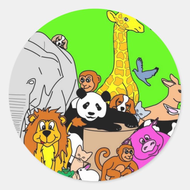 Happy Animals Classic Round Sticker (Front)