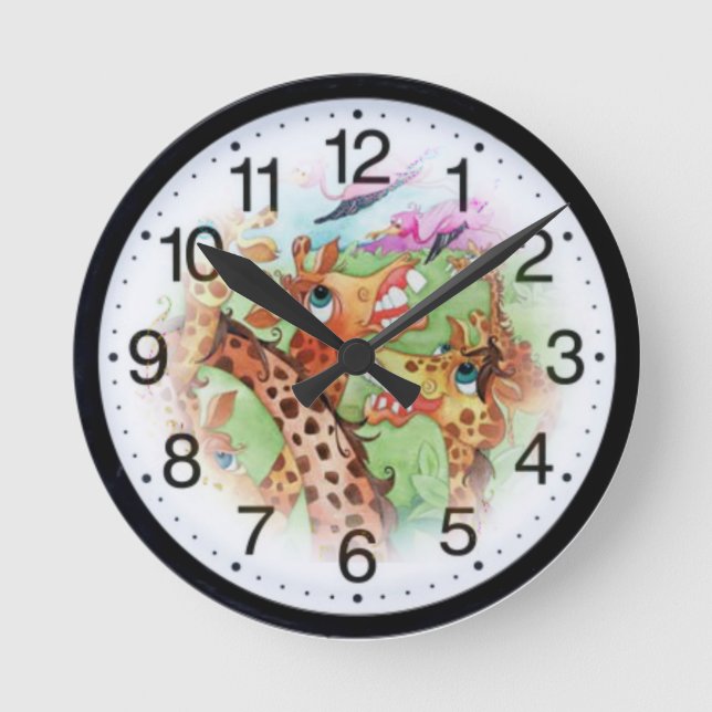 Happy animals round clock (Front)