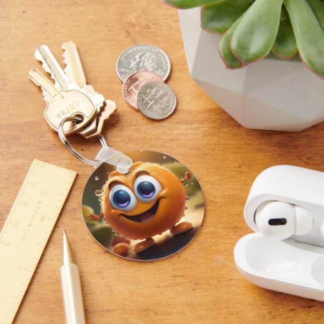 Happy Animated 3d Orange, Keychain (Desk)