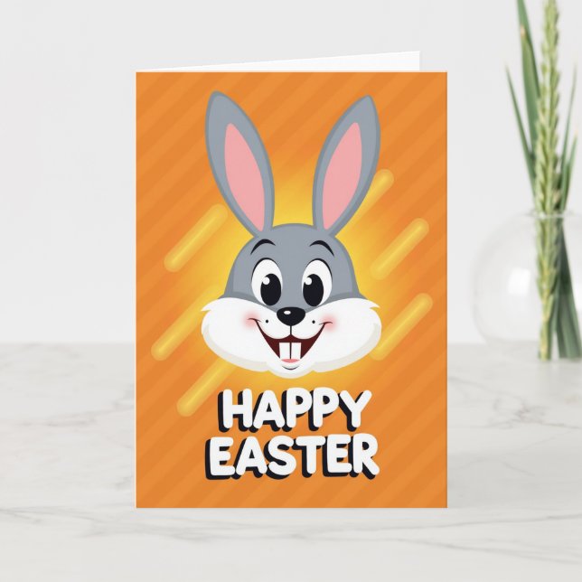 Happy Animated Bunny Easter Card (Front)