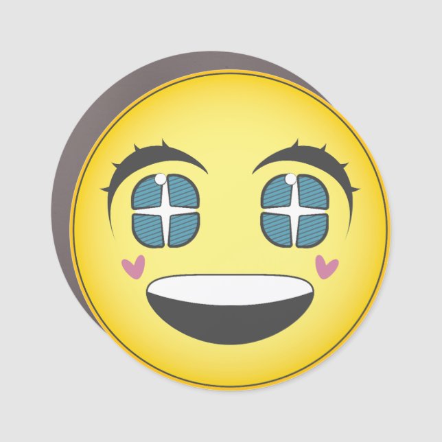Happy anime face car magnet (Front)