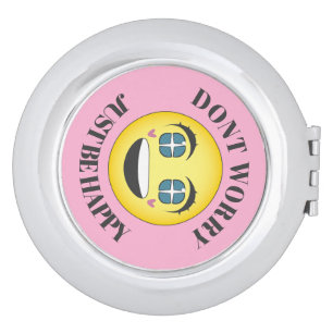 Happy anime face compact mirror