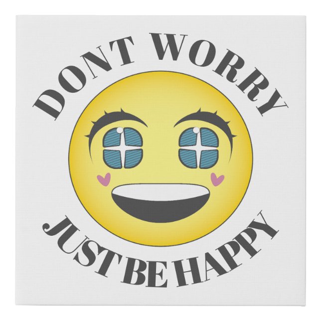 Happy anime face faux canvas print (Front)